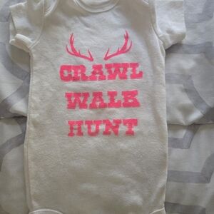 Crawl Walk Hunt Baby Onesie